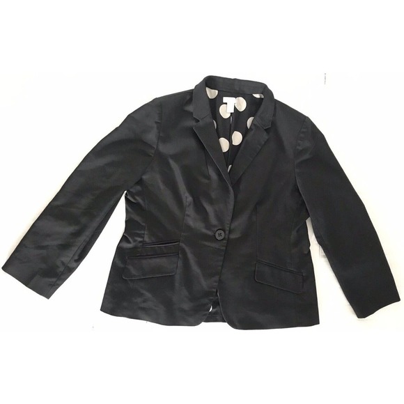 Chicos | Womens Size 2 Black City Chic One Button Blazer Polka Dots Lined - Picture 10 of 12